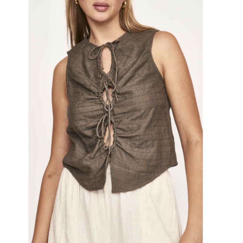 Mirth Cerritos Sleeveless Drawstring Cutout Top